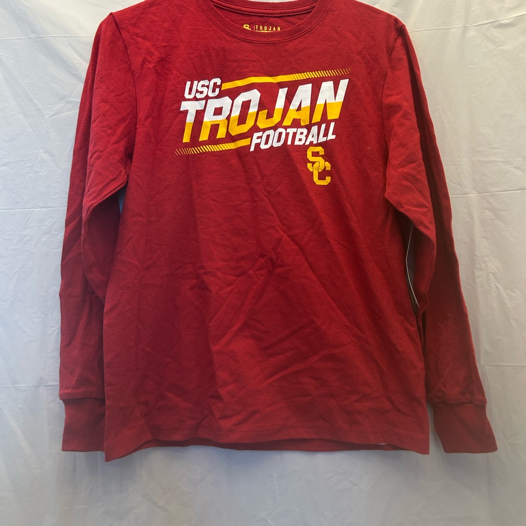 Trojan Apparel Usc Trojans Youth Red Long Sleeve Tee Sz M/10-12 Nwwt 100% Cotton